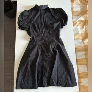 Urban Revivo Black Cute Dark Style Dress With Short Puff Sleeves S Size